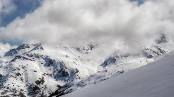 7680X4320 4320P Hdr Imposing High Altitude Snowy Mountain Peaks Clouds — Stock video