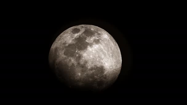 7680X4320 4320P Vollmond Steigt Wolkenlosen Nachthimmel Schwarzer Hintergrund Zeitraffer Mondaufgang — Stockvideo