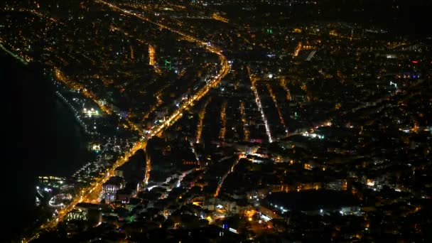 7680X4320 Deniz Yoluyla Gece Kenti Yoğun Bir Kasaba Sokaklarının Zaman — Stok video
