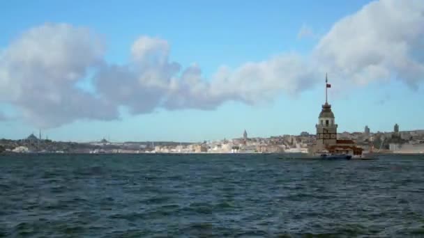 4320P 7680X4320 Historical Maiden Tower Bosphorus Istanbul Turkey Leander Leandros — Stok Video