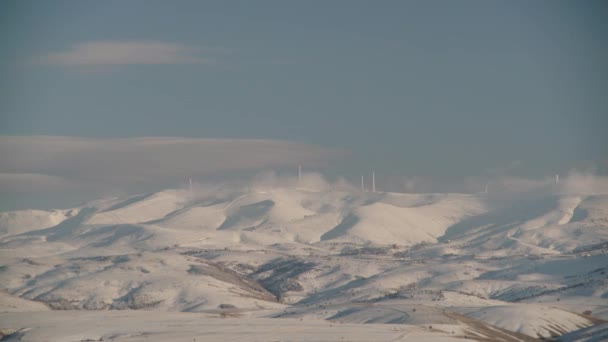 7680X4320 Хмари Шторму Наближаються Засніжених Гір Хмарні Рухи Снігових Покривах — стокове відео