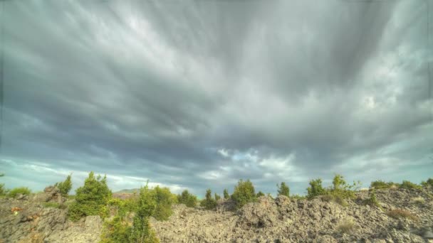 Базальтовая Равнина Покрытая Застывшей Лавой Представляет Собой Распространенную Экструзионную Вулканическую — стоковое видео
