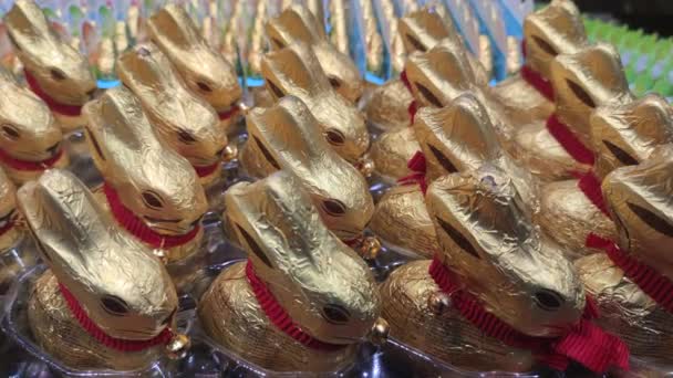 7680X4320 Easter Bunny Chocolates Paschal Folkloric Figure Symbol Christian Culture — Stock Video