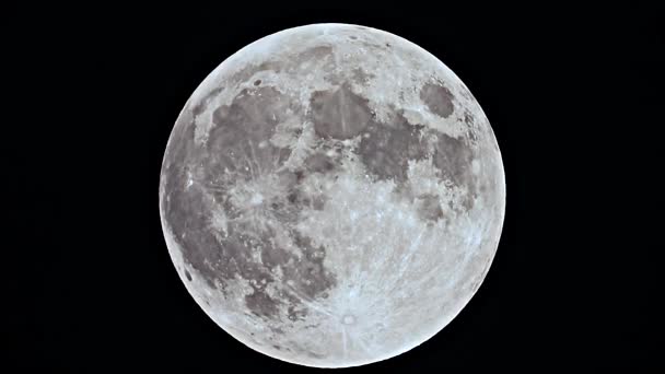 7680X4320 Crateras Lua Cheia Com Mega Tele Zoom Telescópio Sistema — Vídeo de Stock