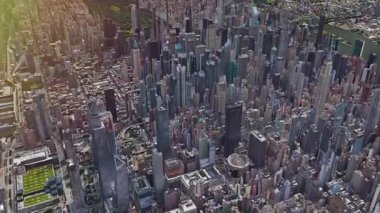 8K 60p 7680x4320.Skyscraper binaları New York şehrinin 3D modellemesinde.Sanal artırılmış gerçeklikte görüntüler oluştur..