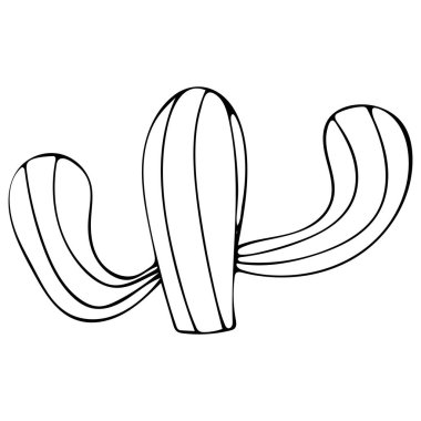 Beyaz Arkaplanda Siyah ve Beyaz El Kaktüsü İzole Edildi.