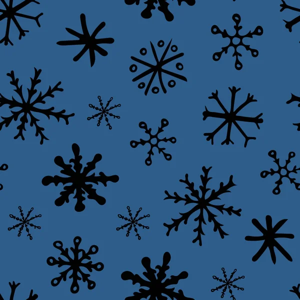 Бесшовный узор со снежинками на синем фоне. — стоковое фото