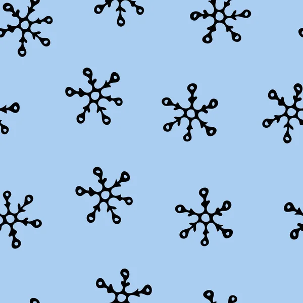 Modèle sans couture avec flocons de neige sur fond bleu clair. — Photo