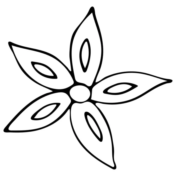 Flor aislada dibujada a mano en blanco y negro sobre fondo blanco. — Vector de stock