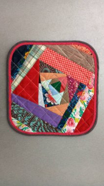 Renkli el yapımı tekstil. Renkli kumaş yama arkaplanı.