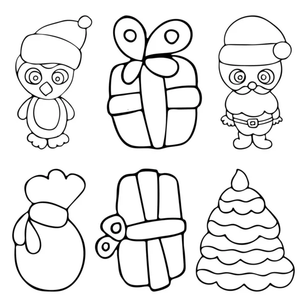 Ensemble de Joyeux Noël dans le style doodle. — Image vectorielle
