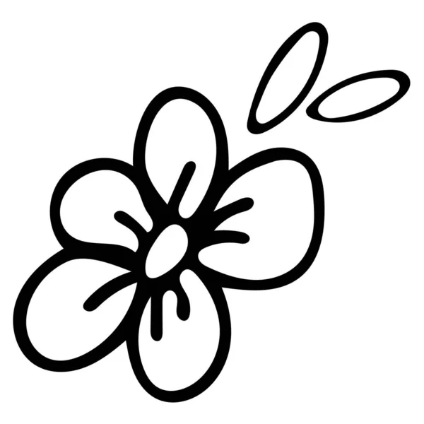 Dibujo de garabato de flor única en blanco y negro ilustración . — Vector de stock