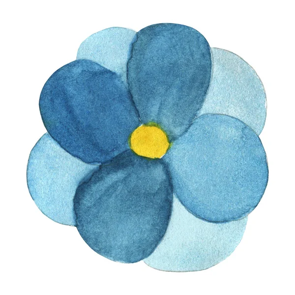 Vattenfärg blå blomma isolerad på vit bakgrund. — Stockfoto