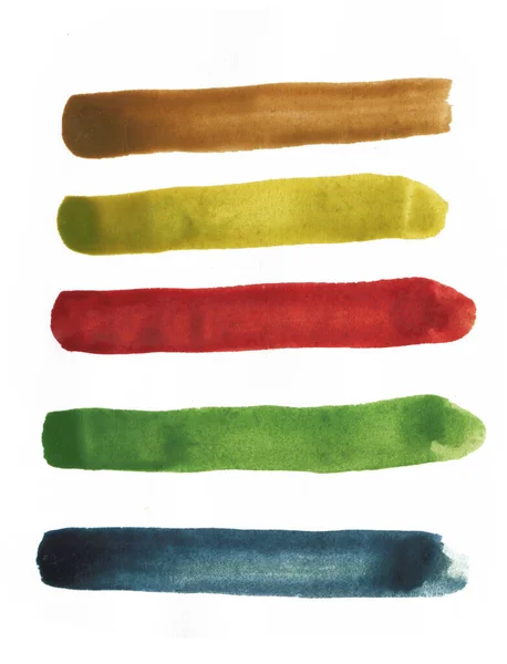 Conjunto de coloridas manchas de acuarela. Colección de pinceladas y manchas de manchas multicolores acuarela. —  Fotos de Stock