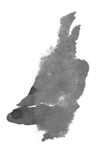 Black Hand drawn Abstract Watercolor Stain Isolated on White Background. — Fotografia de Stock