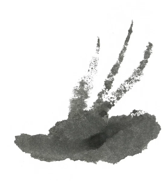 Black Hand drawn Abstract Watercolor Stain Isolated on White Background. — Fotografia de Stock