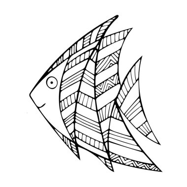 Zen sanatında soyut balıkla resim.