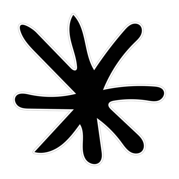 Hånd Tegnet svart og hvit Doodle Sketch Snowflake Sticker. – stockfoto