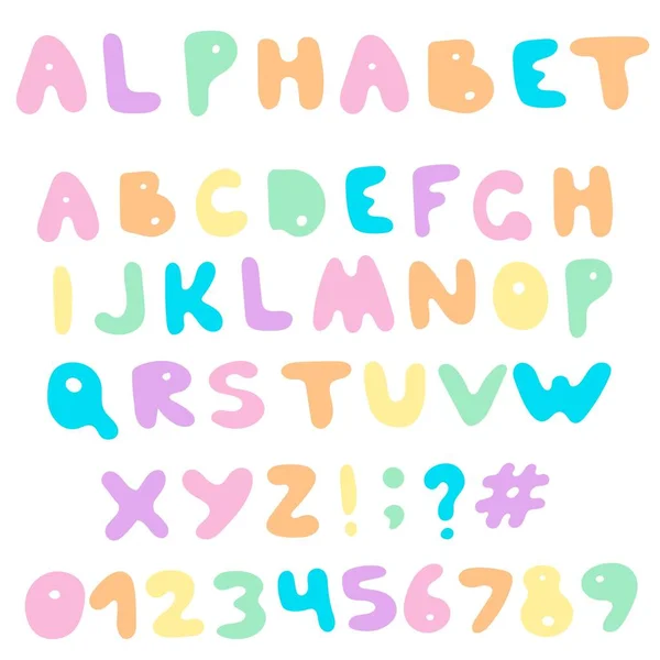 Alphabet vectoriel dessiné à la main isolé. Set avec des lettres anglaises colorées. — Image vectorielle