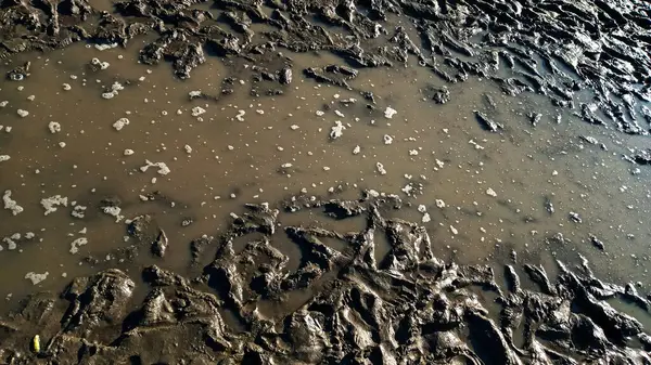 Impronta Impronta Scarpa Nel Fango Struttura Fangosa Terreno Marrone Bagnato — Foto Stock