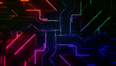 Gelecekçi Özet - Koyu mavi arka planda çokgen şekilli teknoloji molekülleri. Dijital illüstrasyon tasarım teknolojisi kavramı.