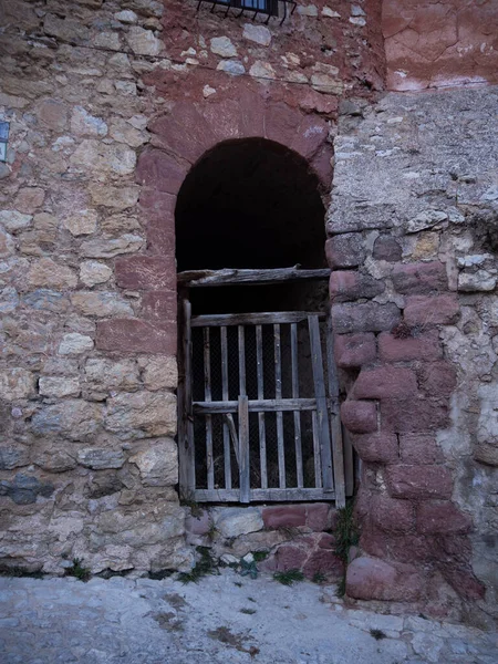 Старі Дерев Яні Двері Стіна Місті Стародавня Фортеця — стокове фото