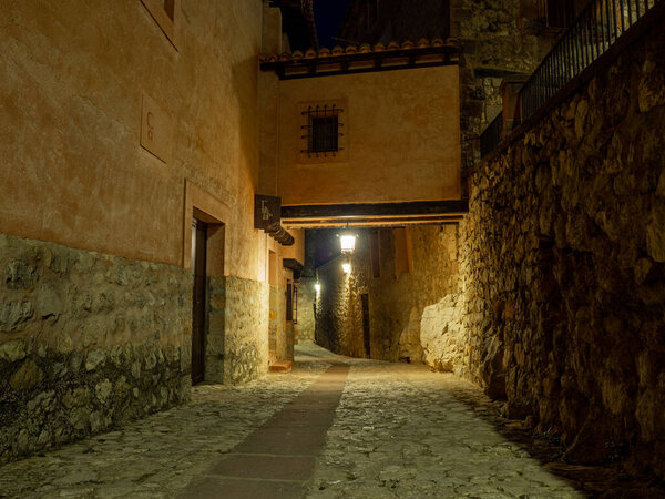 Albarracn, population of the province of Teruel seen at night