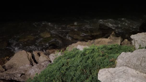 Nocne Morze Skały — Wideo stockowe