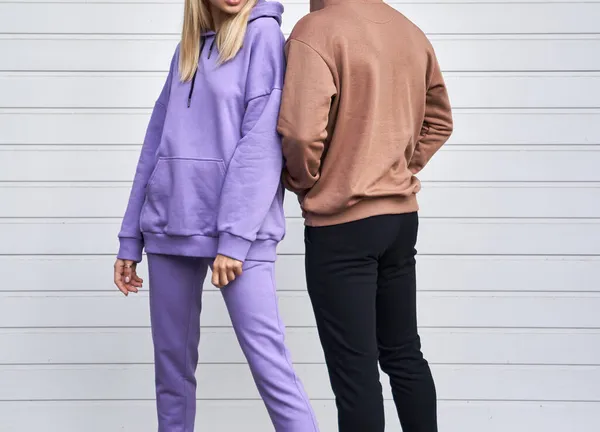Due Persone Piedi Streetwear Casual Senza Logo Modello Design Della — Foto Stock