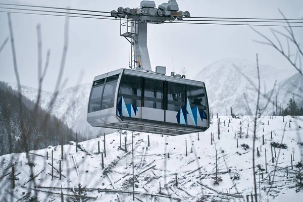 Chairlift Cabin Cable Way Concept Skiing Snowboarding Winter Vacation Mountains — Stockfoto