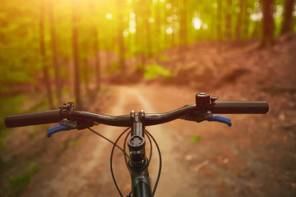 First Person View Bicycle Handlebar Strong Sunlight — Stock Photo, Image