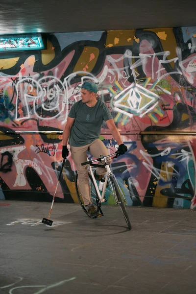 2022 Poland Tri City Gdansk Young Guys Playing Bike Polo — Foto Stock