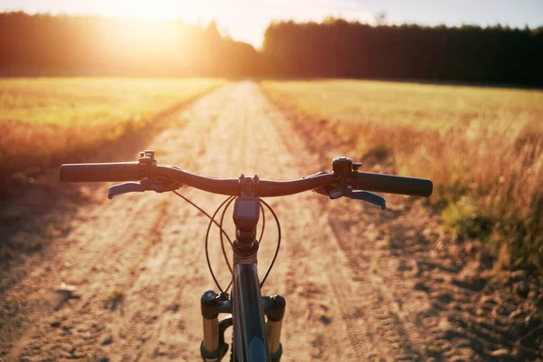 First Person View Bike Handlebar Outdoor Bicycle Riding Concept — Fotografia de Stock