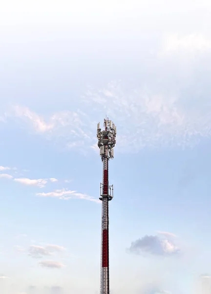 Telecommunication tower of 4G and 5G cellular. Wireless Communication Antenna Transmitter. Telecommunication tower with antennas. Macro Base Station.