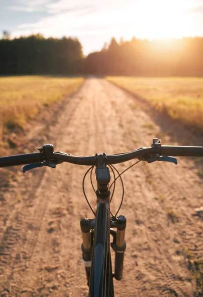 First Person View Bike Handlebar Outdoor Bicycle Riding Concept — Fotografia de Stock