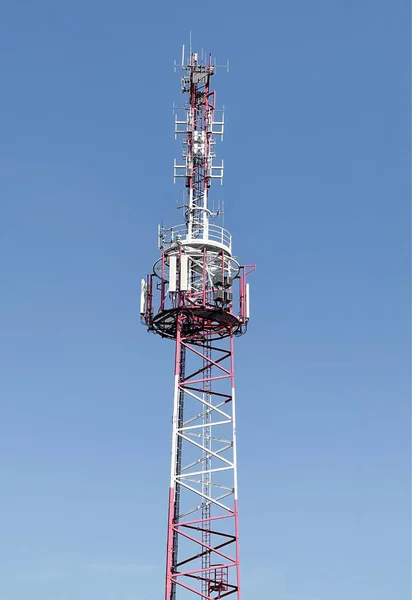 Tecnología Parte Superior Torre Telecomunicaciones Gsm Con Espacio Copia Antenas — Foto de Stock