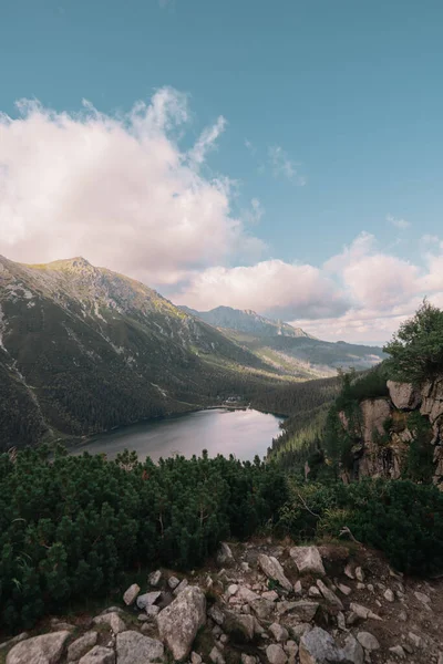 Lago Morskie Oko Famoso Destino Viaje Las Montañas Polacas Tatras — Foto de Stock