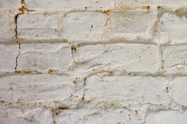 Vue Rapprochée Mur Rustique Briques Blanchies Chaux — Photo