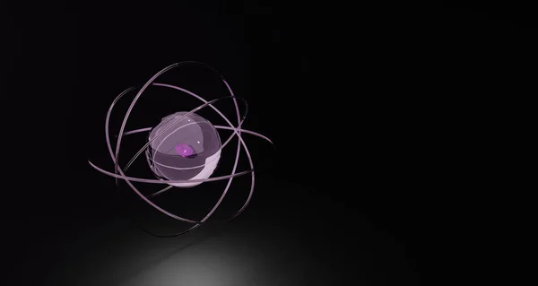 Renderização Abstrata Esfera Cristal Com Anéis Orbitais Pedras Preciosas Espaço — Fotografia de Stock