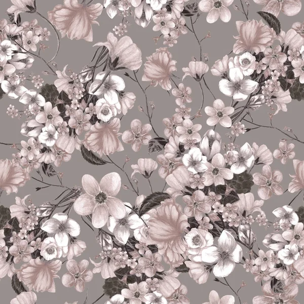 Handgezeichnetes Frühlingsfloralmuster Florales Nahtloses Muster Botanisches Frühlingsmuster — Stockfoto