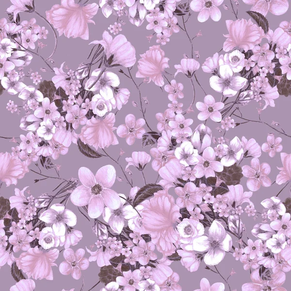 Handgezeichnetes Frühlingsfloralmuster Florales Nahtloses Muster Botanisches Frühlingsmuster — Stockfoto