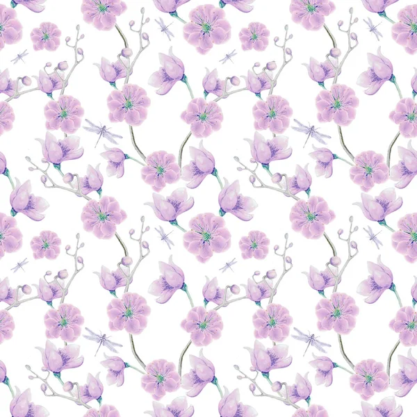 Elegant Hand Drawn Floral Seamless Pattern — Stock Photo, Image