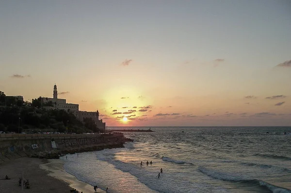 Sunset Στο Τελ Αβίβ Jaffa Παραθαλάσσια Τουριστικά Σημεία Στο Ισραήλ — Φωτογραφία Αρχείου