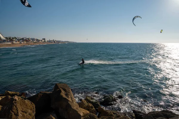 Nahariya Srail Kasım 2021 Galei Galil Plajı Güneşli Bir Havada — Stok fotoğraf