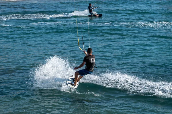Nahariya Israel Noviembre 2021 Galei Galil Beach Hombre Está Haciendo — Foto de Stock