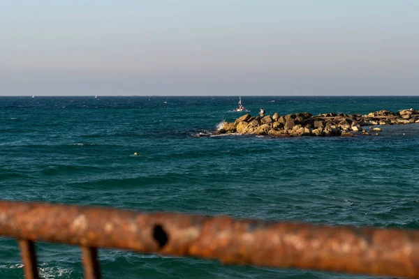 Nahariya Israel November 2021 Galei Galil Beach Man Kitesurfing Sea — Stockfoto