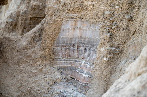 Capas Minerales Salinos Rocas Cerca Del Mar Muerto Israel — Foto de Stock