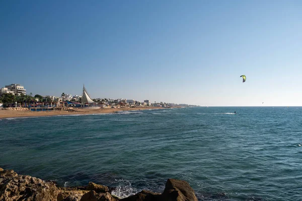 Nahariya Promenade Und Galei Galil Beach Blick Auf Das Meer — Stockfoto