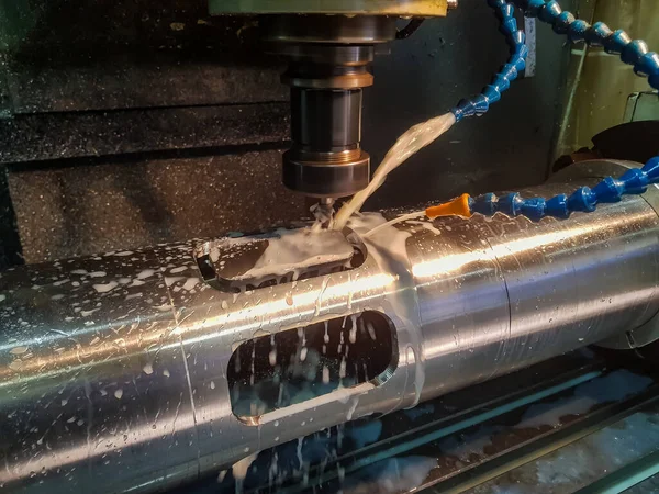 Fresado Cnc Máquina Herramienta Con Molino Para Metal Procesamiento Plástico —  Fotos de Stock
