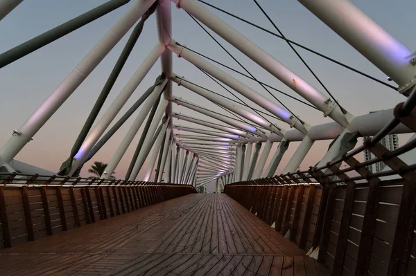 Curved Bridge Original Architecture Bridge Located South Netanya Ben Gurion — Stock Photo, Image